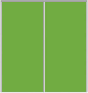 Custom Sliding Aluminum Doors - Style 01 - 2 doors  - Lime Green Glass - Doors and Beyond
