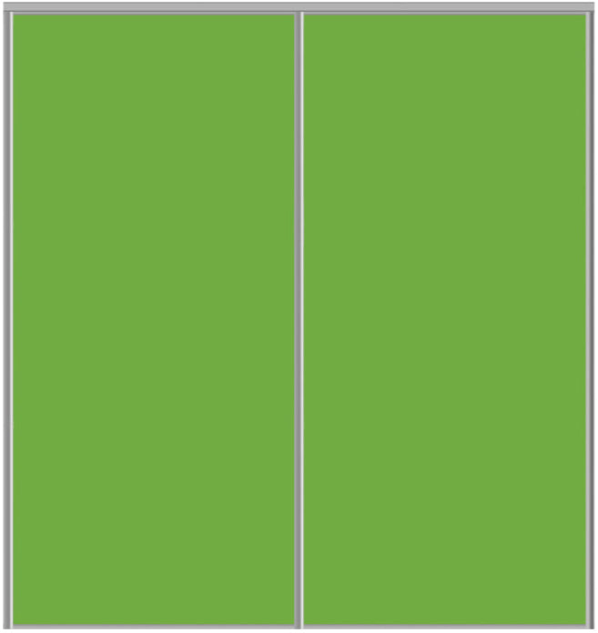 Custom Sliding Aluminum Doors - Style 01 - 2 doors  - Lime Green Glass - Doors and Beyond