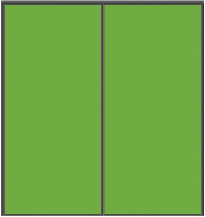 Custom Sliding Black Aluminum Doors - Style 01 - 2 doors - Lime Green Glass - Doors and Beyond