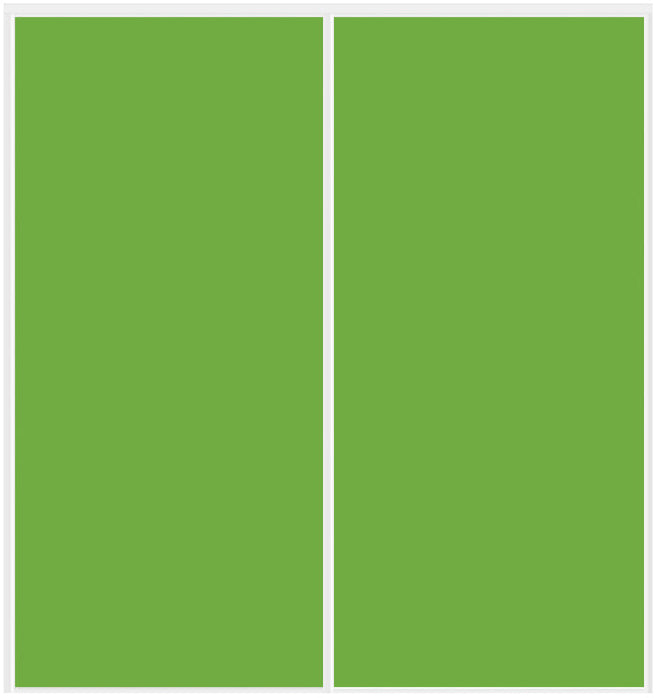 Custom Sliding White Aluminum Doors - Style 01 - 2 doors - Lime Green Glass - Doors and Beyond