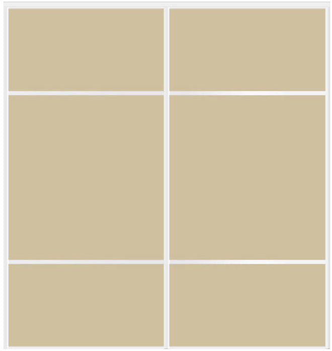 Custom Sliding White Aluminum Doors - Style 10 - 2 doors - Beige Glass - Doors and Beyond