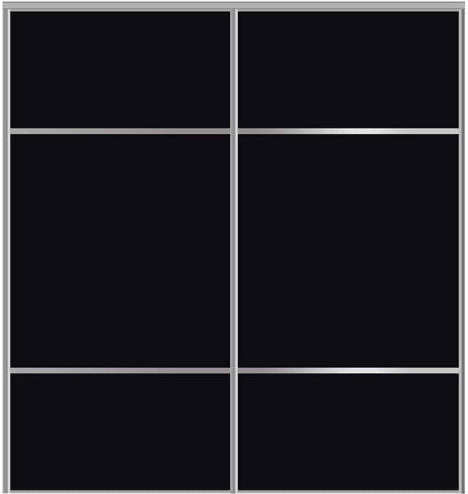 Custom Sliding Aluminum Doors - Style 10 - 2 doors  - Black Glass - Doors and Beyond