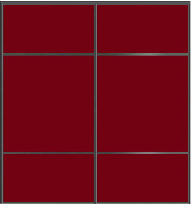 Custom Sliding Black Aluminum Doors - Style 10 - 2 doors  - Burgundy Glass