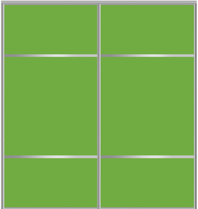 Custom Sliding Aluminum Doors - Style 10 - 2 doors  - Lime Green Glass