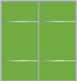 Custom Sliding Aluminum Doors - Style 10 - 2 doors  - Lime Green Glass - Doors and Beyond