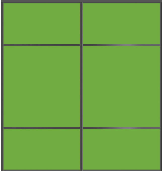 Custom Sliding Black Aluminum Doors - Style 10 - 2 doors - Lime Green Glass - Doors and Beyond