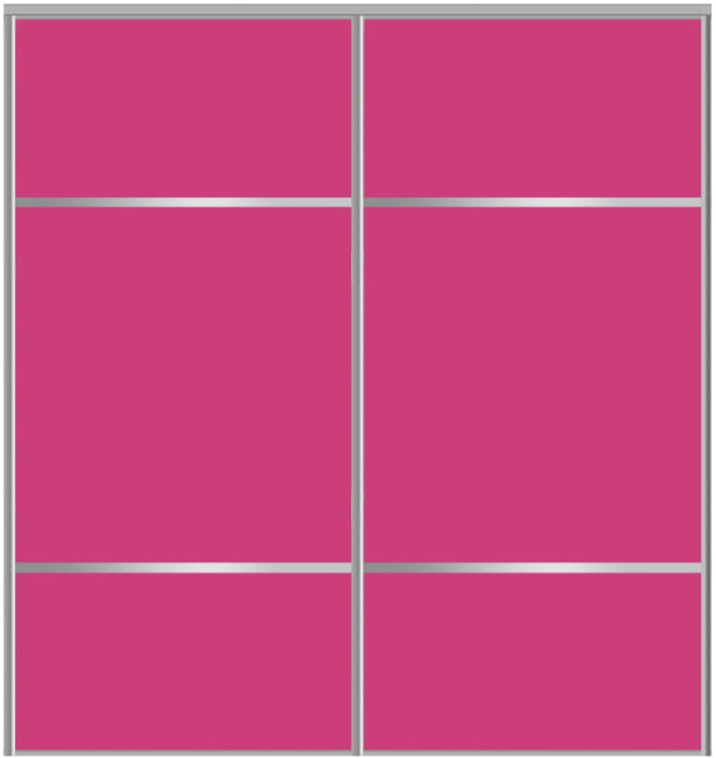 Custom Sliding Aluminum Doors - Style 10 - 2 doors  - Pink Glass - Doors and Beyond