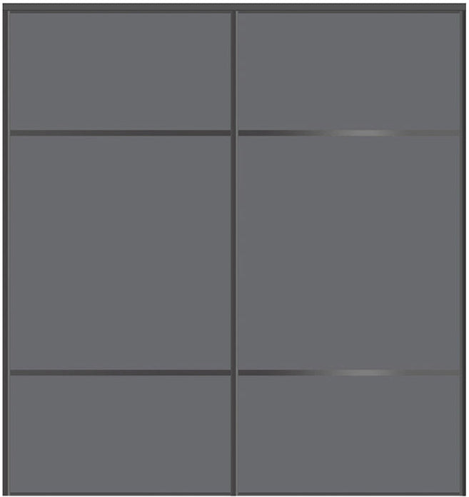 Custom Sliding Black Aluminum Doors - Style 10 - 2 doors - Silver Gray Glass - Doors and Beyond