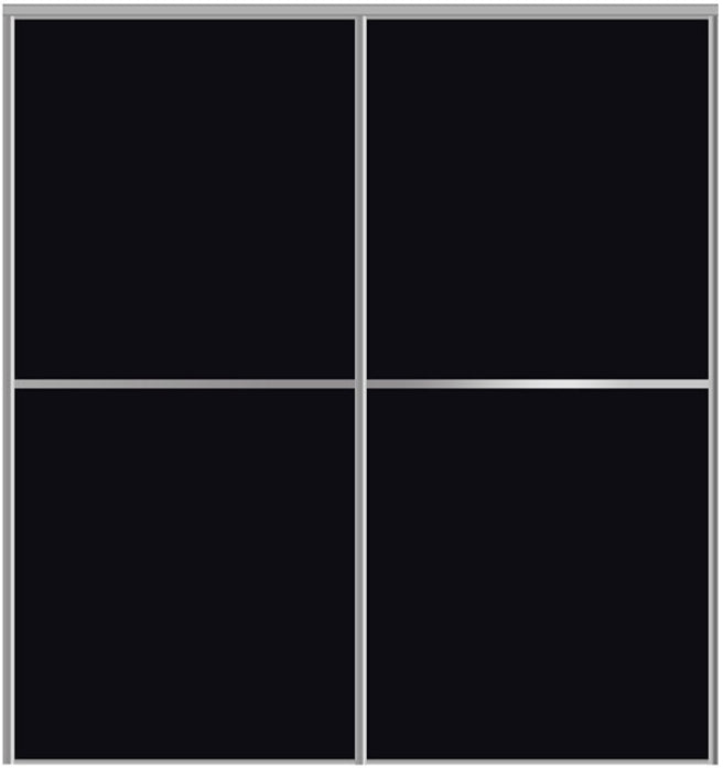 Custom Sliding Aluminum Doors - Style 02 - 2 doors  - Black Glass - Doors and Beyond