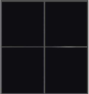Custom Sliding Black Aluminum Doors - Style 02 - 2 doors - Black Glass - Doors and Beyond