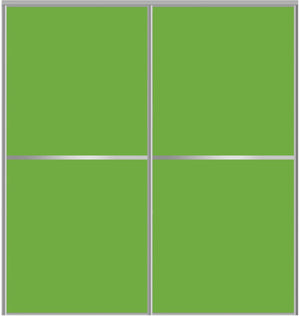 Custom Sliding Aluminum Doors - Style 02 - 2 doors  - Lime Green Glass - Doors and Beyond