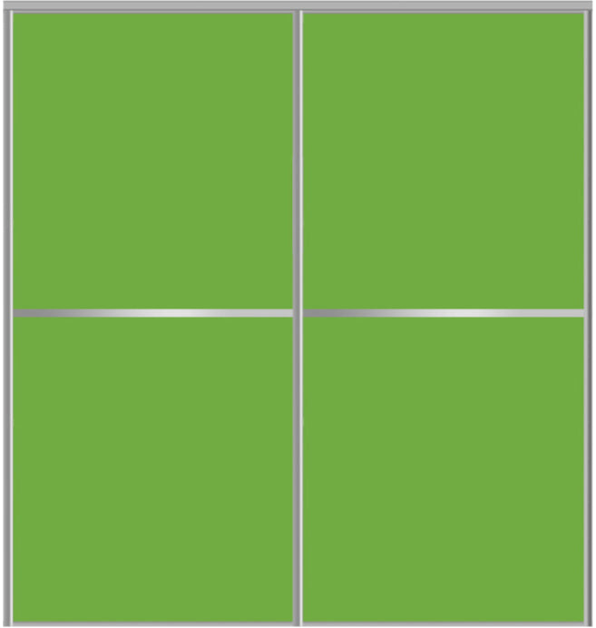 Custom Sliding Aluminum Doors - Style 02 - 2 doors  - Lime Green Glass - Doors and Beyond