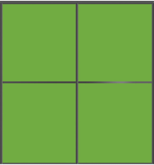 Custom Sliding Black Aluminum Doors - Style 02 - 2 doors - Lime Green Glass - Doors and Beyond