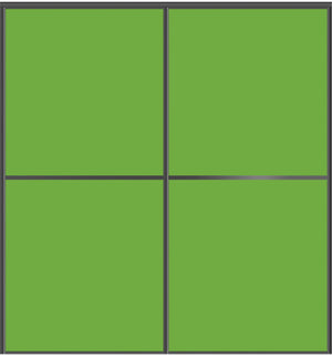 Custom Sliding Black Aluminum Doors - Style 02 - 2 doors - Lime Green Glass - Doors and Beyond