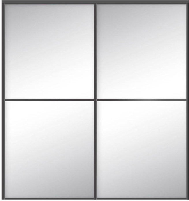 Custom Sliding Black Aluminum Doors - Style 02 - 2 doors  - MIrror - Doors and Beyond