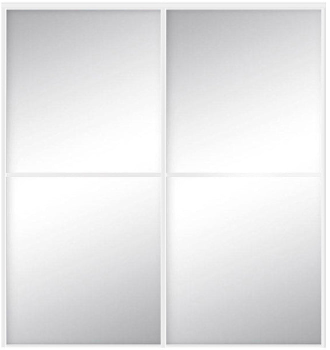 Custom Sliding White Aluminum Doors - Style 02 - 2 doors  - MIrror - Doors and Beyond