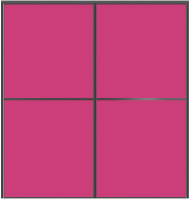 Custom Sliding Black Aluminum Doors - Style 02 - 2 doors  - Pink Glass - Doors and Beyond