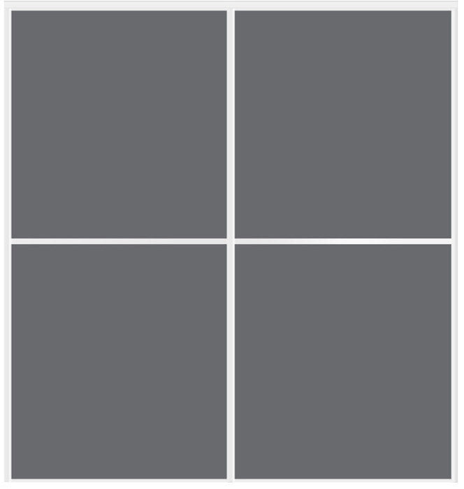 Custom Sliding White Aluminum Doors - Style 02 - 2 doors - Silver Gray Glass - Doors and Beyond