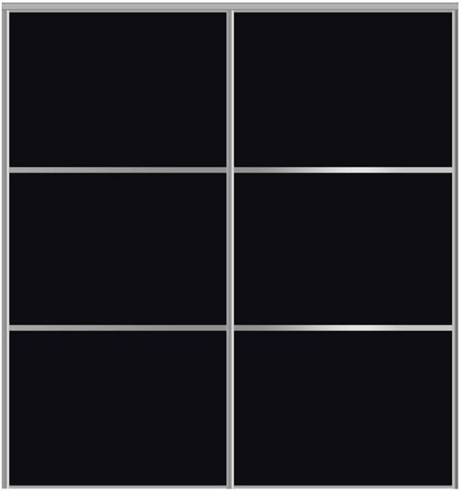 Custom Sliding Aluminum Doors - Style 03 - 2 doors  - Black Glass - Doors and Beyond