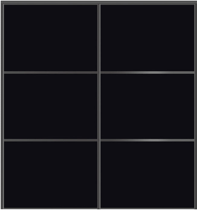 Custom Sliding Black Aluminum Doors - Style 03 - 2 doors - Black Glass - Doors and Beyond