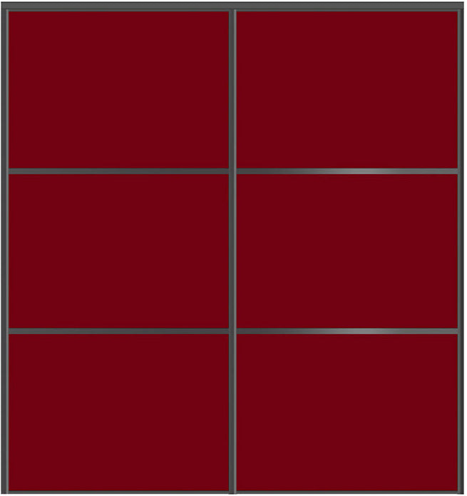 Custom Sliding Black Aluminum Doors - Style 03 - 2 doors  - Burgundy Glass