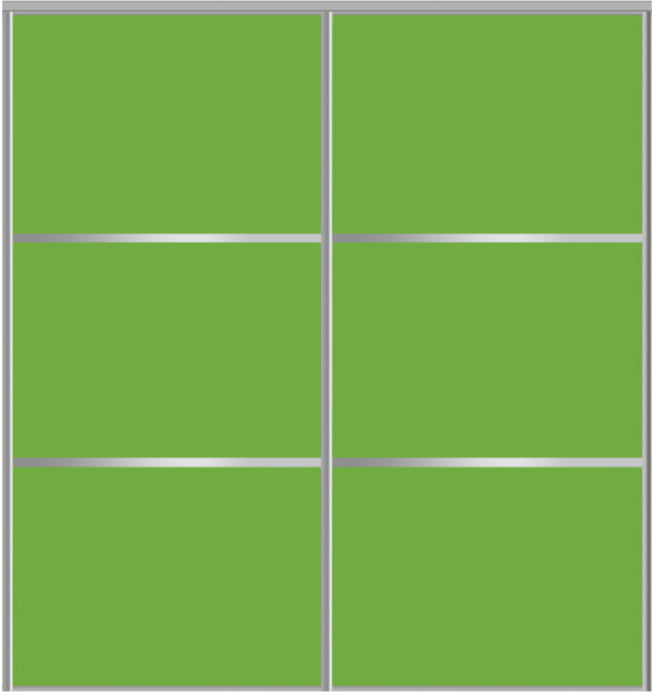 Custom Sliding Aluminum Doors - Style 03 - 2 doors  - Lime Green Glass - Doors and Beyond
