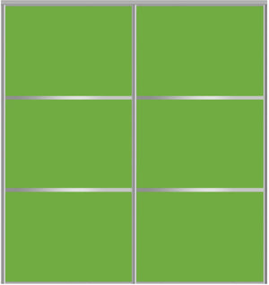 Custom Sliding Aluminum Doors - Style 03 - 2 doors  - Lime Green Glass - Doors and Beyond