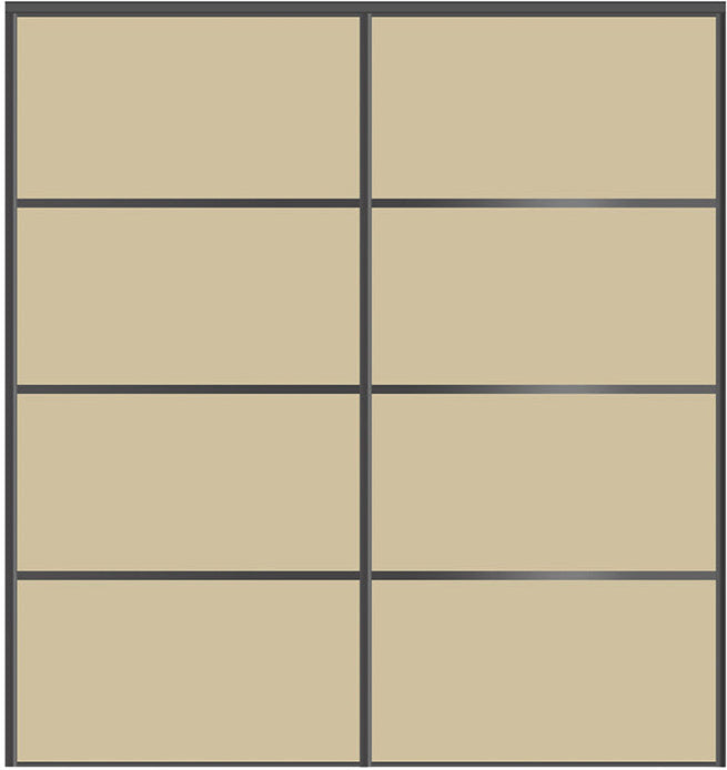 Custom Sliding Black Aluminum Doors - Style 04 - 2 doors - Beige Glass - Doors and Beyond
