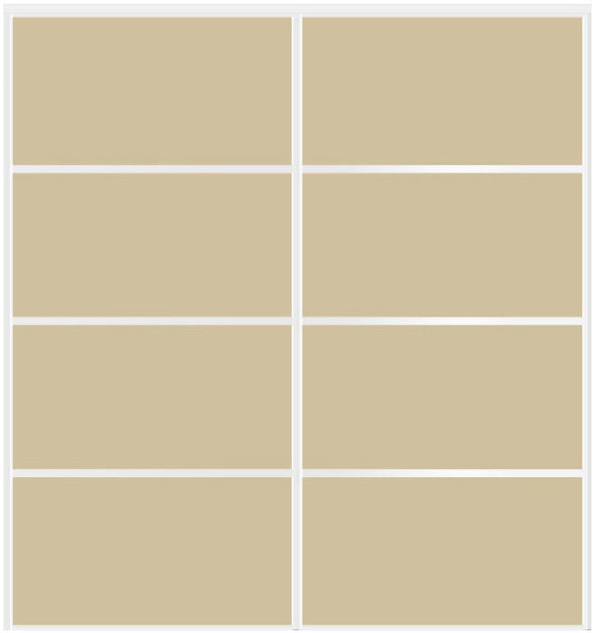 Custom Sliding White Aluminum Doors - Style 04 - 2 doors - Beige Glass - Doors and Beyond