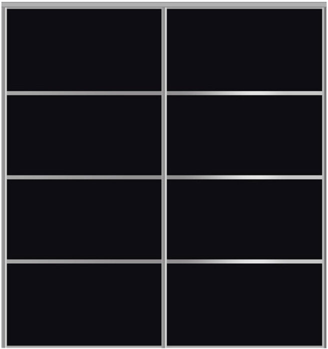 Custom Sliding Aluminum Doors - Style 04 - 2 doors  - Black Glass - Doors and Beyond