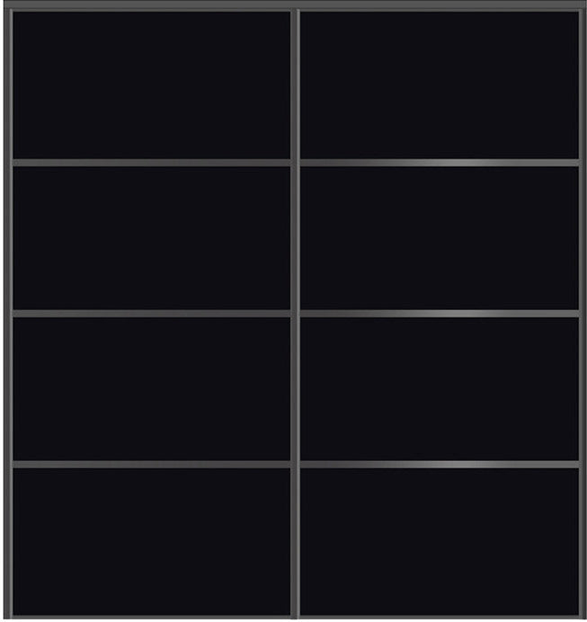 Custom Sliding Black Aluminum Doors - Style 04 - 2 doors - Black Glass - Doors and Beyond