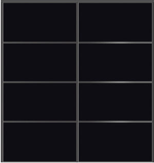 Custom Sliding Black Aluminum Doors - Style 04 - 2 doors - Black Glass - Doors and Beyond