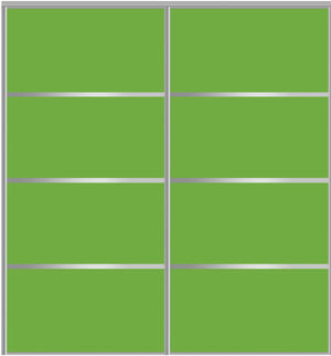 Custom Sliding Aluminum Doors - Style 04 - 2 doors  - Lime Green Glass - Doors and Beyond