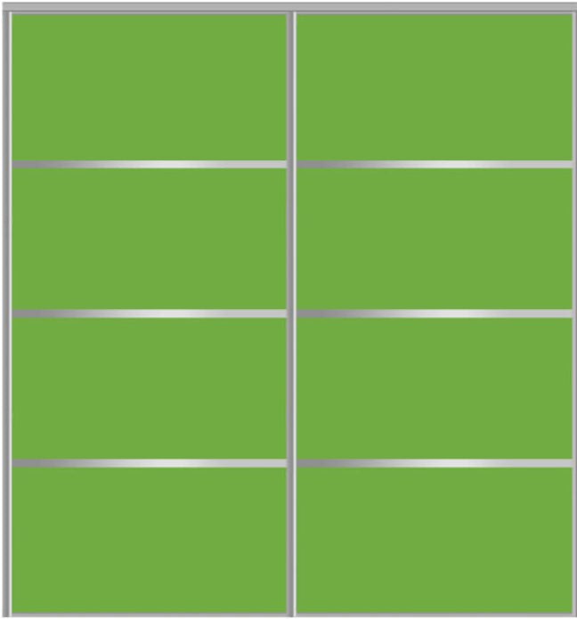 Custom Sliding Aluminum Doors - Style 04 - 2 doors  - Lime Green Glass - Doors and Beyond