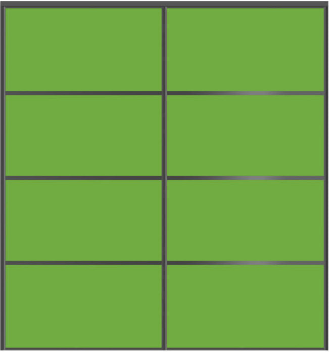 Custom Sliding Black Aluminum Doors - Style 04 - 2 doors - Lime Green Glass - Doors and Beyond