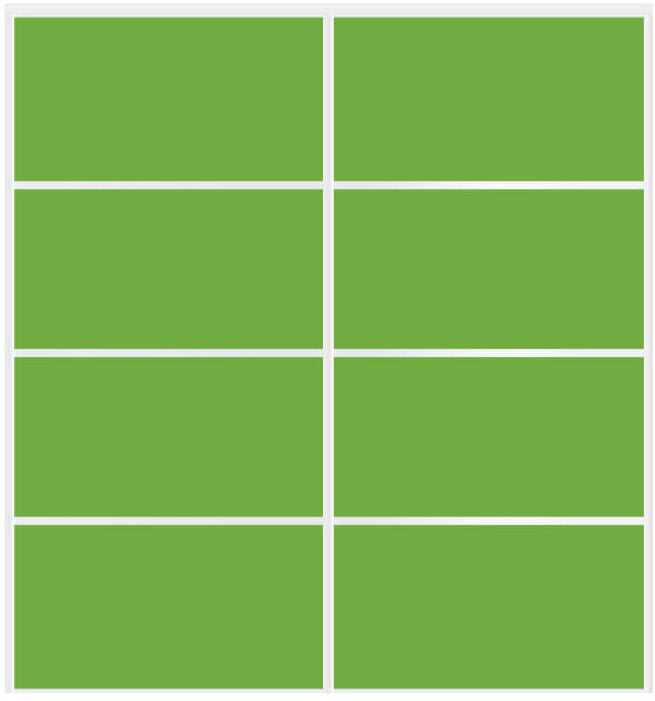 Custom Sliding White Aluminum Doors - Style 04 - 2 doors - Lime Green Glass - Doors and Beyond