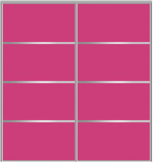 Custom Sliding Aluminum Doors - Style 04 - 2 doors  - Pink Glass - Doors and Beyond