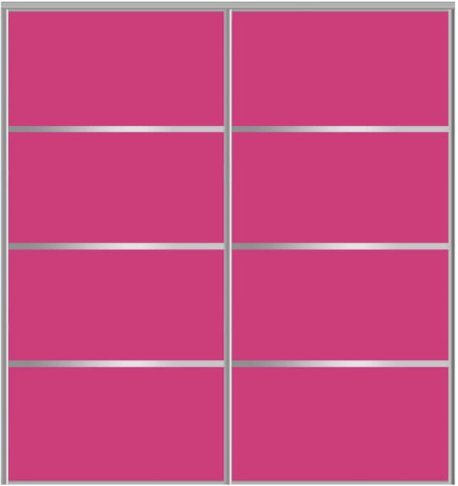 Custom Sliding Aluminum Doors - Style 04 - 2 doors  - Pink Glass - Doors and Beyond