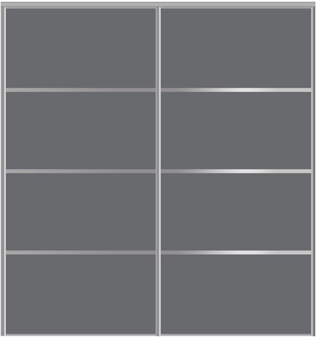 Custom Sliding Aluminum Doors - Style 04 - 2 doors - Silver Gray Glass - Doors and Beyond
