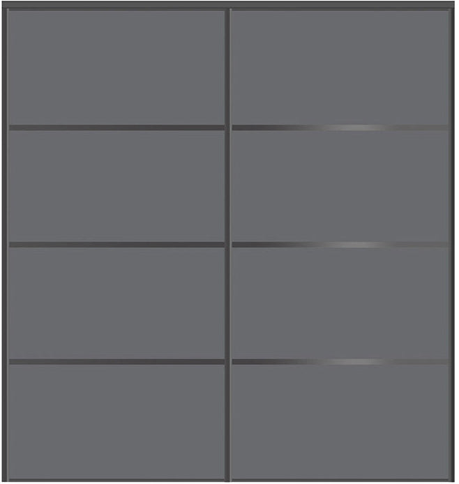 Custom Sliding Black Aluminum Doors - Style 04 - 2 doors - Silver Gray Glass - Doors and Beyond
