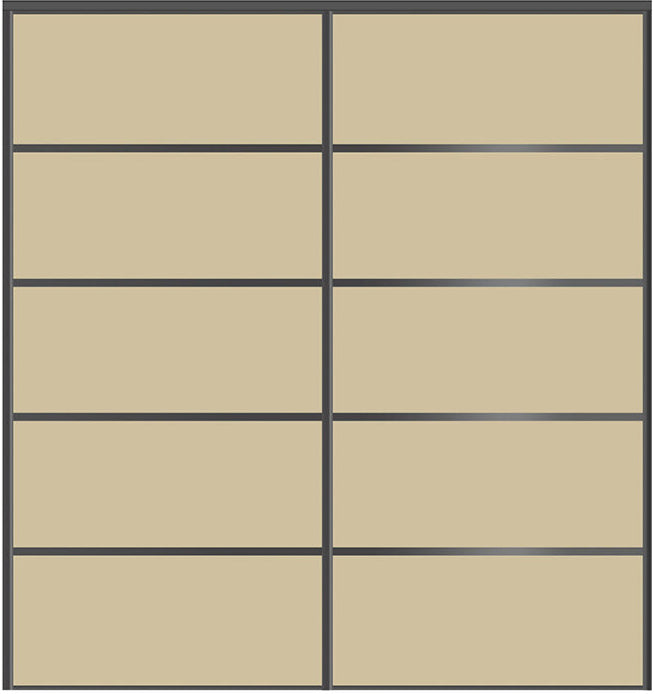 Custom Sliding Black Aluminum Doors - Style 05 - 2 doors  - Beige Glass