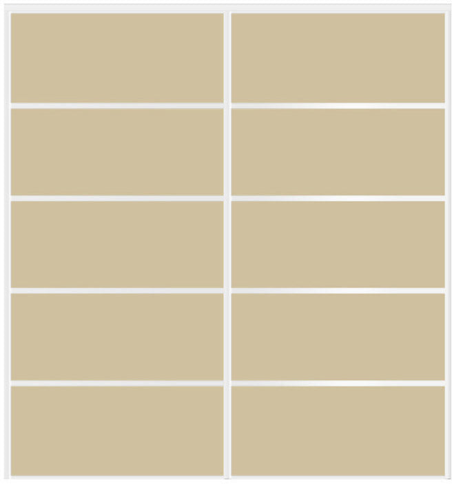 Custom Sliding White Aluminum Doors - Style 05 - 2 doors - Beige Glass - Doors and Beyond