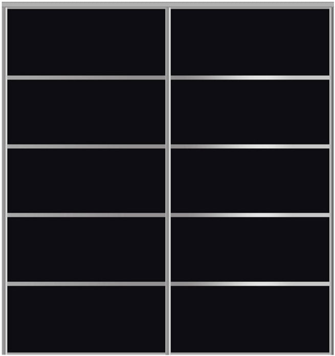 Custom Sliding Aluminum Doors - Style 05 - 2 doors  - Black Glass - Doors and Beyond