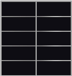 Custom Sliding Aluminum Doors - Style 05 - 2 doors  - Black Glass - Doors and Beyond