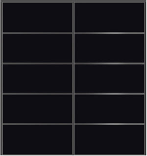 Custom Sliding Black Aluminum Doors - Style 05 - 2 doors - Black Glass - Doors and Beyond