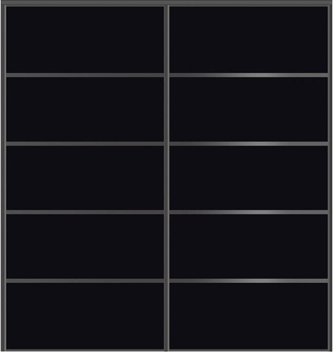 Custom Sliding Black Aluminum Doors - Style 05 - 2 doors - Black Glass - Doors and Beyond