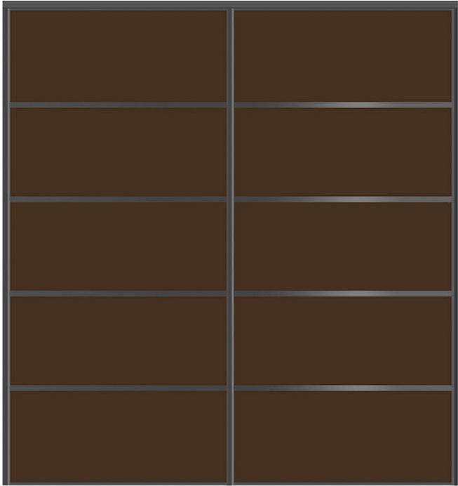 Custom Black Aluminum Sliding Doors Style 05 – 2-Door Brown Glass Set