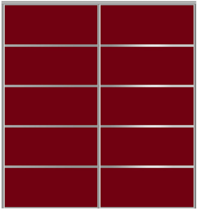 Custom Sliding Aluminum Doors - Style 05 - 2 doors  - Burgundy Glass - Doors and Beyond