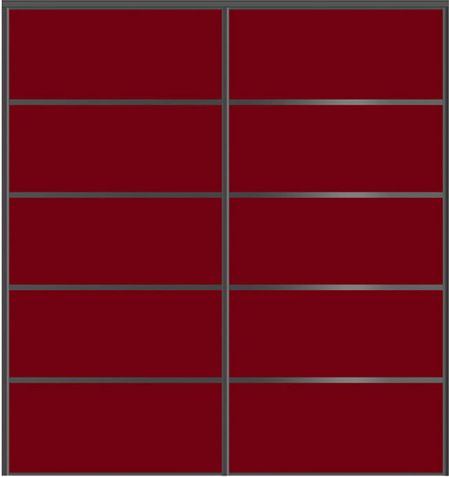 Custom Sliding Black Aluminum Doors - Style 05 - 2 doors  - Burgundy Glass