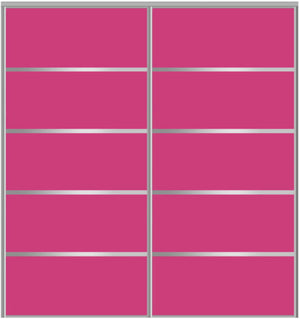 Custom Sliding Aluminum Doors - Style 05 - 2 doors  - Pink Glass - Doors and Beyond